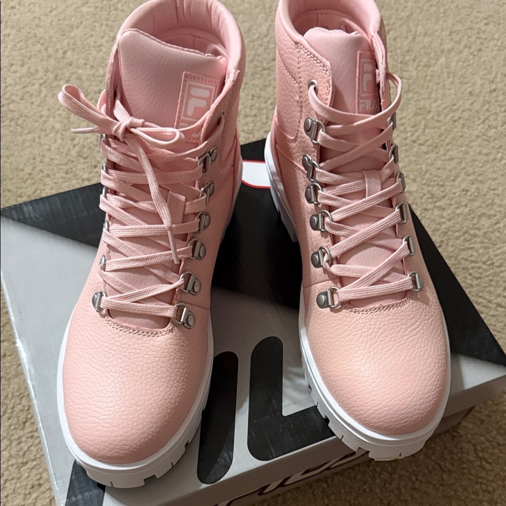 Fila Women's Light Pink Lace Up Boots